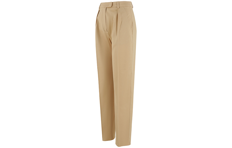 Shop (Women) 'S Max Mara MaxMara Studio Calante  Beige Pleated Zip Casual Suit Pants. 6131073106002-CALANTE