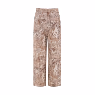 (Women) 'S Max Mara MaxMara Studio Calerno Brown Floral Print Straight-Leg Pants for Women. 6131103106001-CALERNO