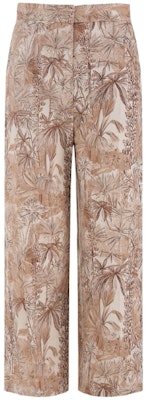 (Women) 'S Max Mara MaxMara Studio Calerno Brown Floral Print Straight-Leg Pants for Women. 6131103106001-CALERNO Order (Women) 'S Max Mara MaxMara Studio Calerno Brown Floral Print Straight-Leg Pants for Women. 6131103106001-CALERNO
