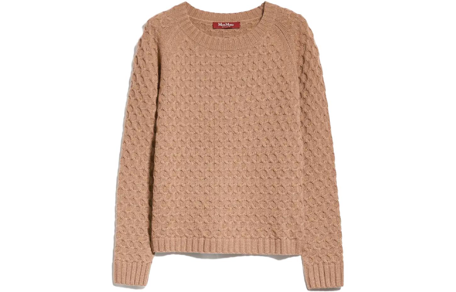 (Women) 'S Max Mara MaxMara Studio Clava  Solid Color Knit Pleated Long-Sleeve Sweater 6366053306005-CLAVA