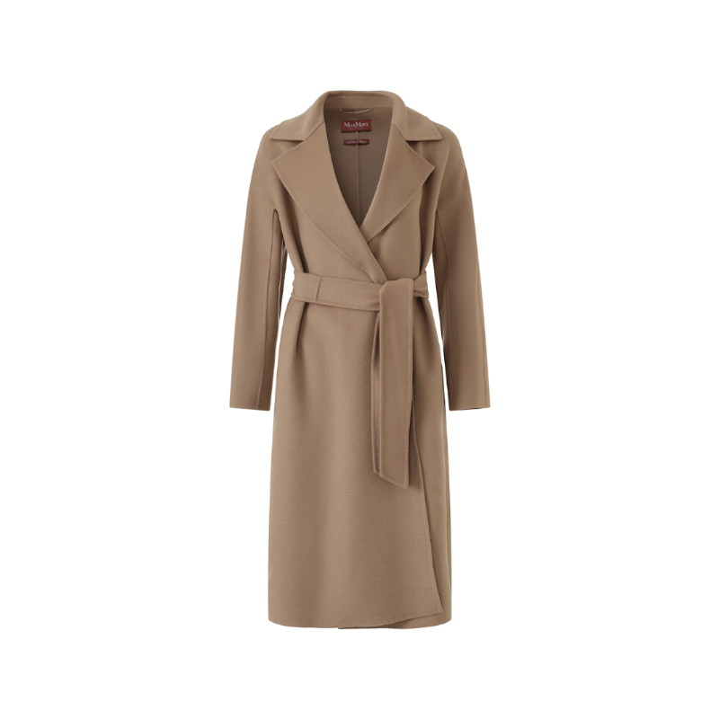 (Women) 'S Max Mara MaxMara Studio Cles  Long Belted Coat Camel Color 6016023906024-CLES