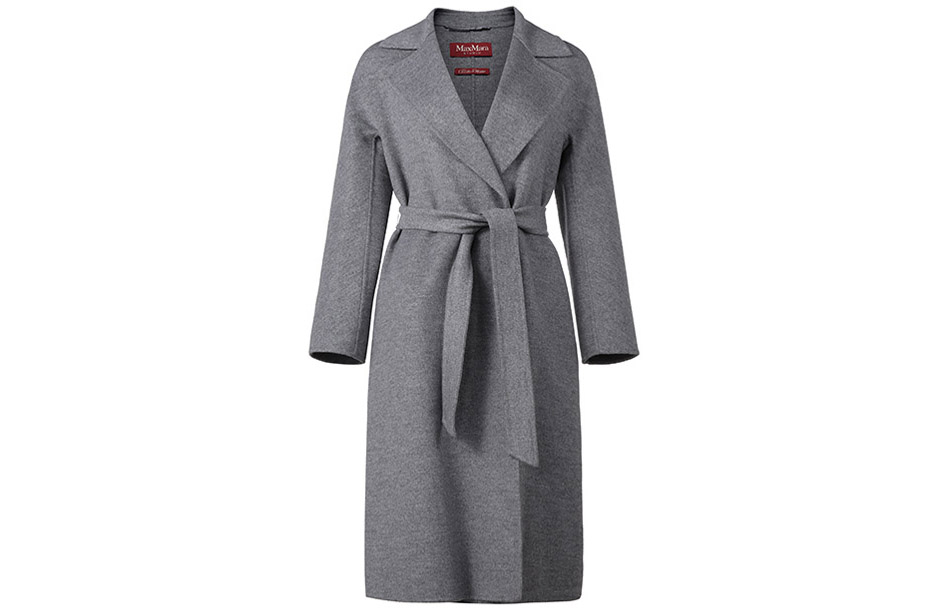 (Women) 'S Max Mara MaxMara Studio Cles Belted Long Coat for Women - Grey 6016032906051-CLES