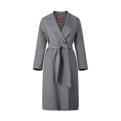 (Women) 'S Max Mara MaxMara Studio Cles Belted Long Coat for Women - Grey 6016032906051-CLES
