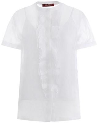 (Women) 'S Max Mara MaxMara Studio Ebano White Button-Up Sleeveless Shirt for Women 6261023106031-EBANO Buy (Women) 'S Max Mara MaxMara Studio Ebano White Button-Up Sleeveless Shirt for Women 6261023106031-EBANO