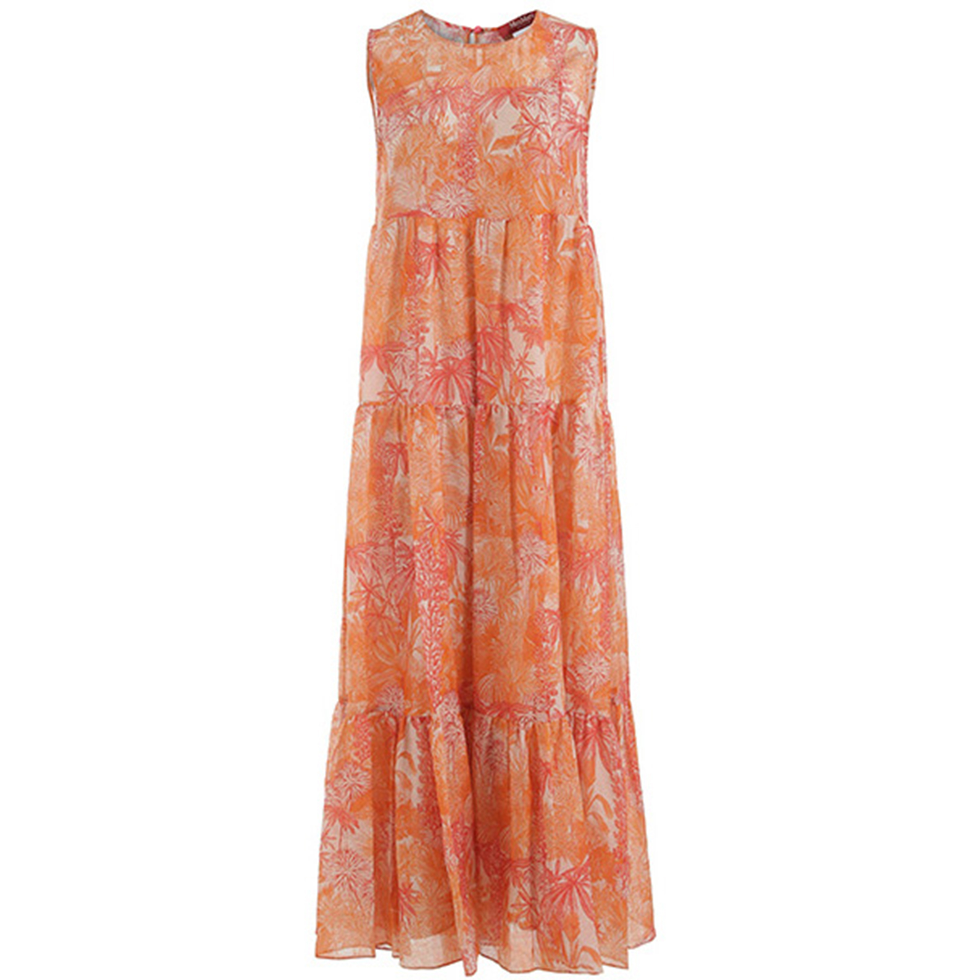 (Women) 'S Max Mara MaxMara Studio Foce Sleeveless Dress with Floral Print Slip Lining Orange Women. 6231023106002-FOCE