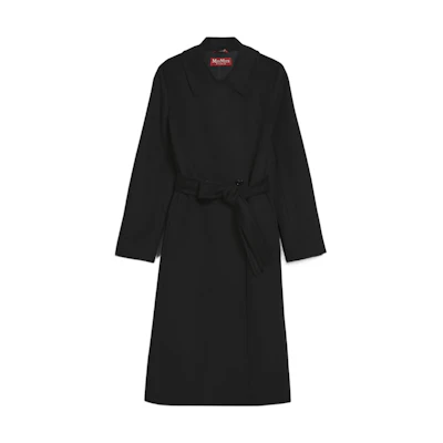 (Women) 'S Max Mara MaxMara Studio FW22 Black Belted Mid-Length Single Button Coat 6016122906013-BCOLLAG