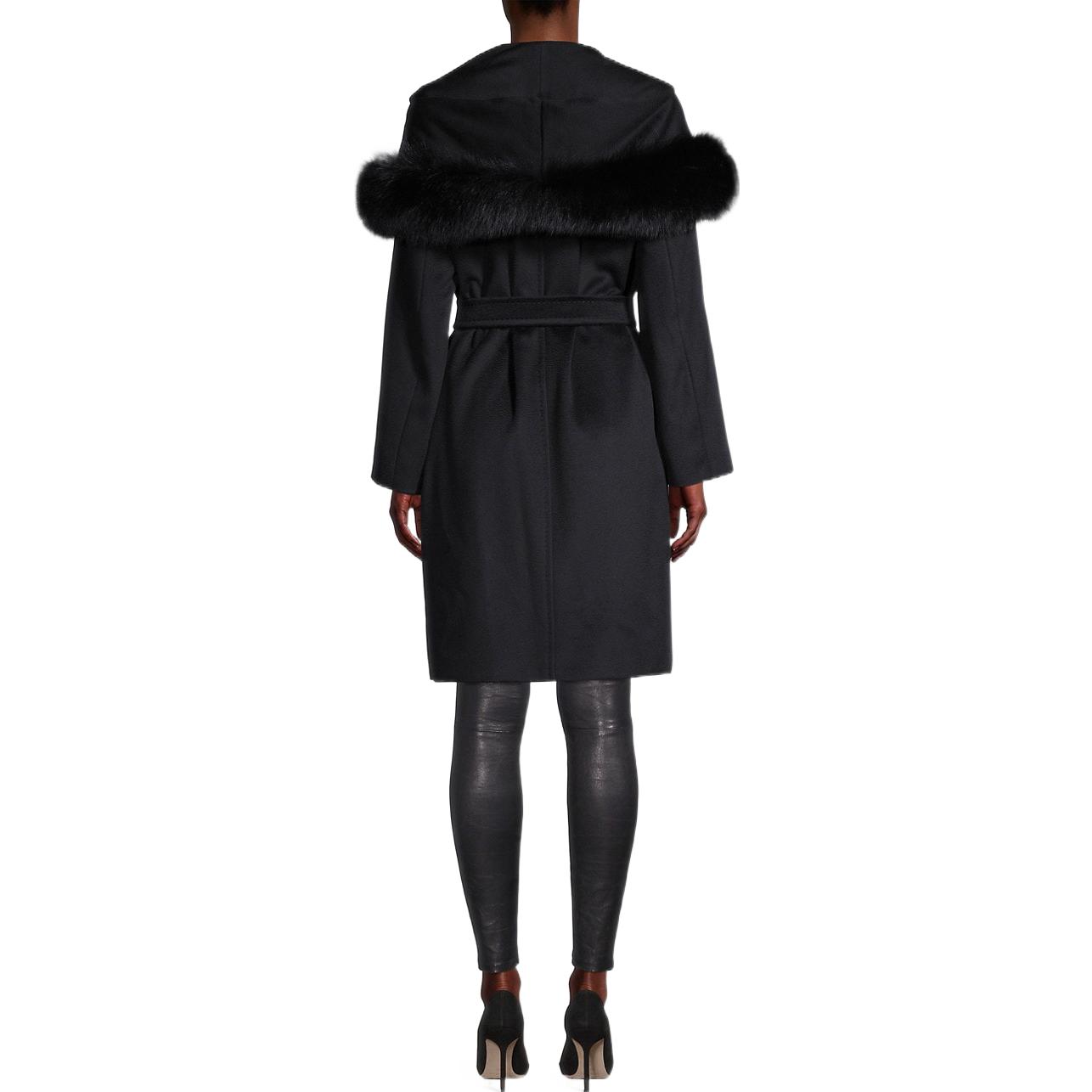 Shop (W) ''Kot Hitam ''S Max Mara Studio FW22 dengan Kolar Bulu & Hood Berikat'' 60161623000013-3MANGO