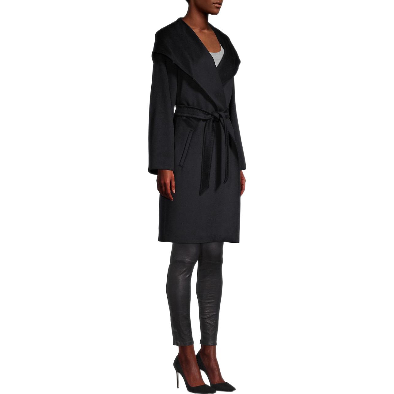 Purchase (W) ''Kot Hitam ''S Max Mara Studio FW22 dengan Kolar Bulu & Hood Berikat'' 60161623000013-3MANGO