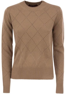 (Women) 'S Max Mara MaxMara Studio FW23 Brown Plaid Crewneck Long Sleeve Sweater 2363660839600 Order (Women) 'S Max Mara MaxMara Studio FW23 Brown Plaid Crewneck Long Sleeve Sweater 2363660839600