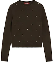 (Women) 'S Max Mara MaxMara Studio Harald Rhinestone Letter Knit Sweater in Khaki. 6366072306003-HARALD (Women) 'S Max Mara MaxMara Studio Harald Rhinestone Letter Knit Sweater in Khaki. 6366072306003-HARALD
