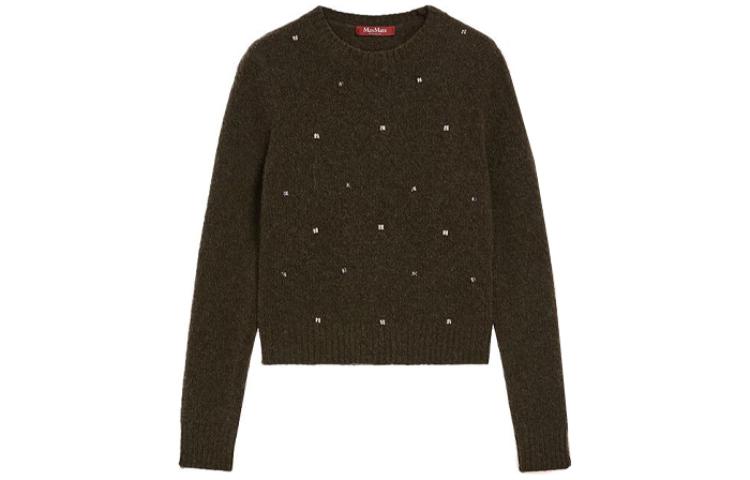(Women) 'S Max Mara MaxMara Studio Harald  Rhinestone Letter Knit Sweater in Khaki. 6366072306003-HARALD 圖 2
