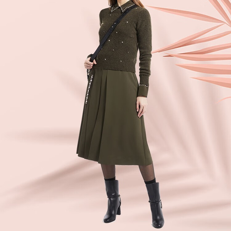 (Women) 'S Max Mara MaxMara Studio Harald  Rhinestone Letter Knit Sweater in Khaki. 6366072306003-HARALD 圖 5