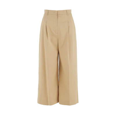 (Women) 'S Max Mara MaxMara Studio Lerici Loose Fit Cropped Wide-Leg Pants Khaki. 6131033106002-LERICI