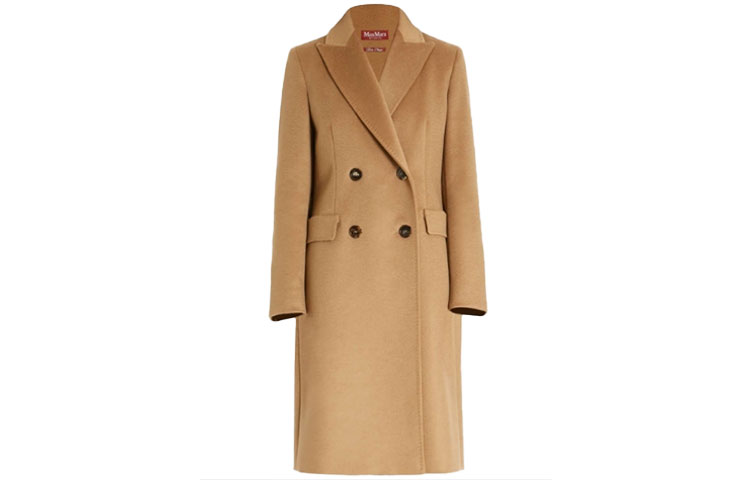 (Women) 'S Max Mara MaxMara Studio Long Wool Coat Double-Breasted Solid Color. 6016151906006-MANUEL