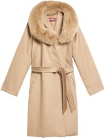 (Women) 'S Max Mara MaxMara Studio Mango Camel Wool Coat with Plain Fur Collar 6016090906006-MANGO (Women) 'S Max Mara MaxMara Studio Mango Camel Wool Coat with Plain Fur Collar 6016090906006-MANGO