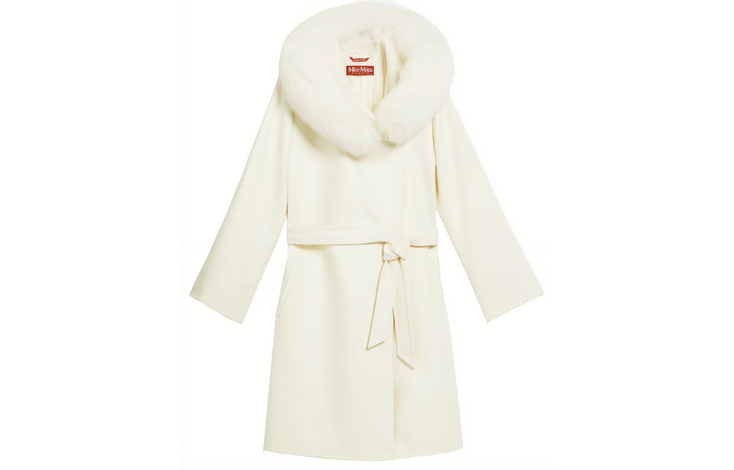 (Women) 'S Max Mara MaxMara Studio Mango Collection White Belted Mid-length Coat 6016090906001-MANGO 圖 2