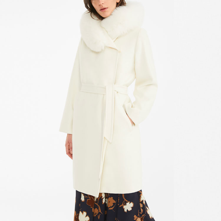(Women) 'S Max Mara MaxMara Studio Mango Collection White Belted Mid-length Coat 6016090906001-MANGO 圖 4