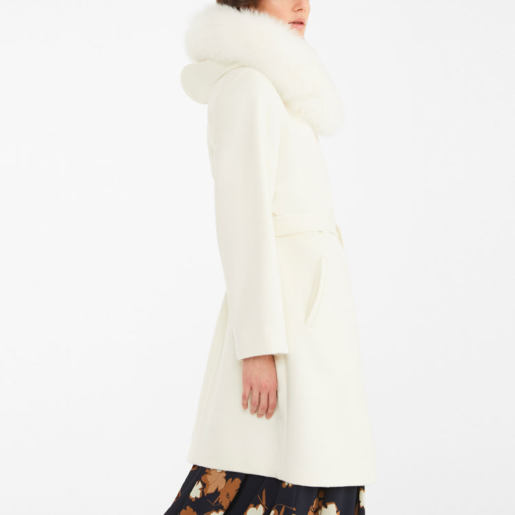 (Women) 'S Max Mara MaxMara Studio Mango Collection White Belted Mid-length Coat 6016090906001-MANGO 圖 6