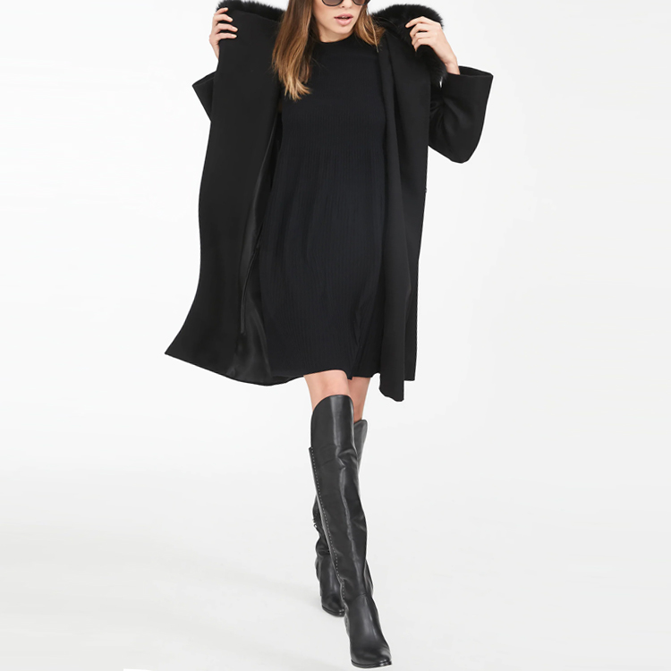 Lookbook (W) ''S Max Mara MaxMara Studio MANGO系列黑色毛领连帽大衣. 6016131906013-MANGO