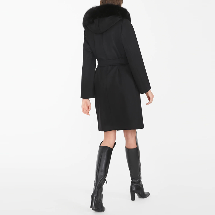 Purchase (W) ''S Max Mara MaxMara Studio MANGO系列黑色毛领连帽大衣. 6016131906013-MANGO