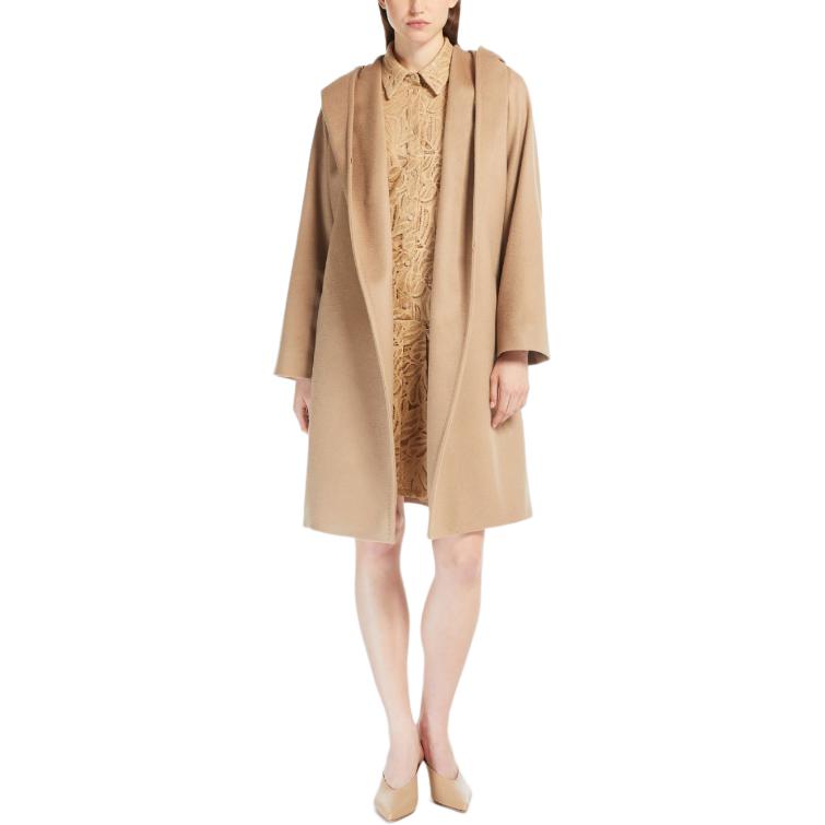 Lookbook (W) ''S Max Mara MaxMara工作室女士新mang羊毛中长连帽大衣 - 驼色. POIZON240715255