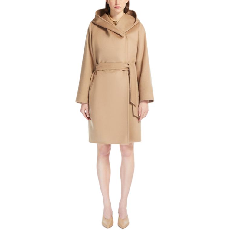 Shop (W) ''S Max Mara MaxMara工作室女士新mang羊毛中长连帽大衣 - 驼色. POIZON240715255