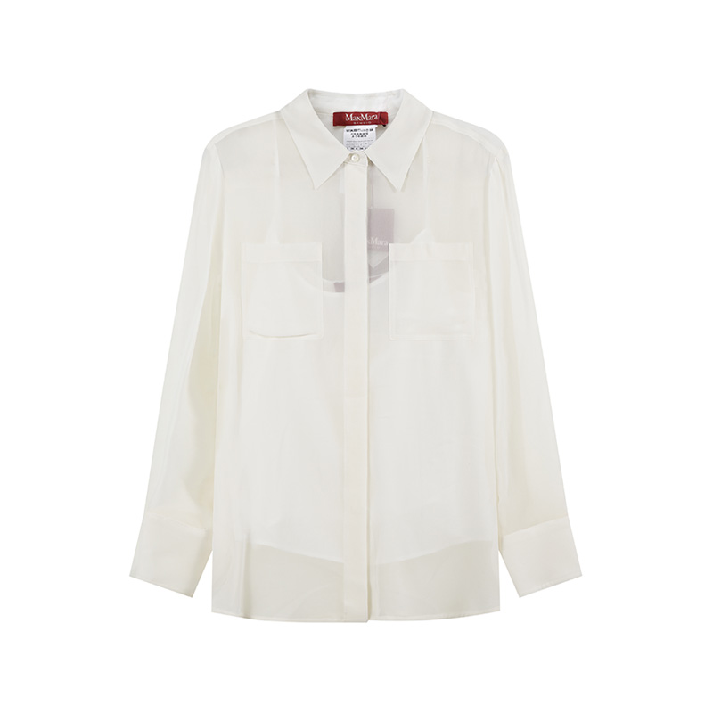 (Women) 'S Max Mara MaxMara Studio Orietta Collection White Lightweight Long-Sleeve Shirt for Women 6266013906001-ORIETTA