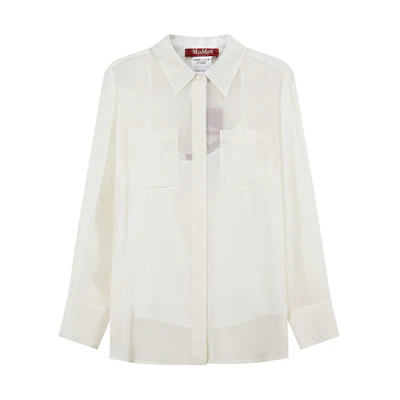 (Women) 'S Max Mara MaxMara Studio Orietta Collection White Lightweight Long-Sleeve Shirt for Women 6266013906001-ORIETTA