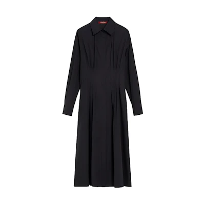 (Women) 'S Max Mara MaxMara Studio Pancia Long Sleeve Shirt Dress Women’s Black 6221012106004-PANCIA