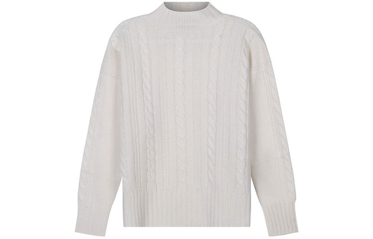 (Women) 'S Max Mara MaxMara Studio SS22  Off-White Wool Knit Sweater Mock Neck. 6366031306001-CICLADI