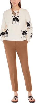 (Women) 'S Max Mara MaxMara Studio Stemma High-Waist Cigarette Pants Women’s Casual Tobacco Color 6131064206013-STEMMA Lookbook (Women) 'S Max Mara MaxMara Studio Stemma High-Waist Cigarette Pants Women’s Casual Tobacco Color 6131064206013-STEMMA