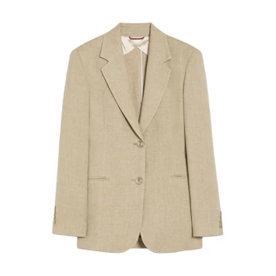 (Women) 'S Max Mara MaxMara Studio Vandea Beige Slim-Fit Single-Breasted Blazer. 6041034206016-VANDEA