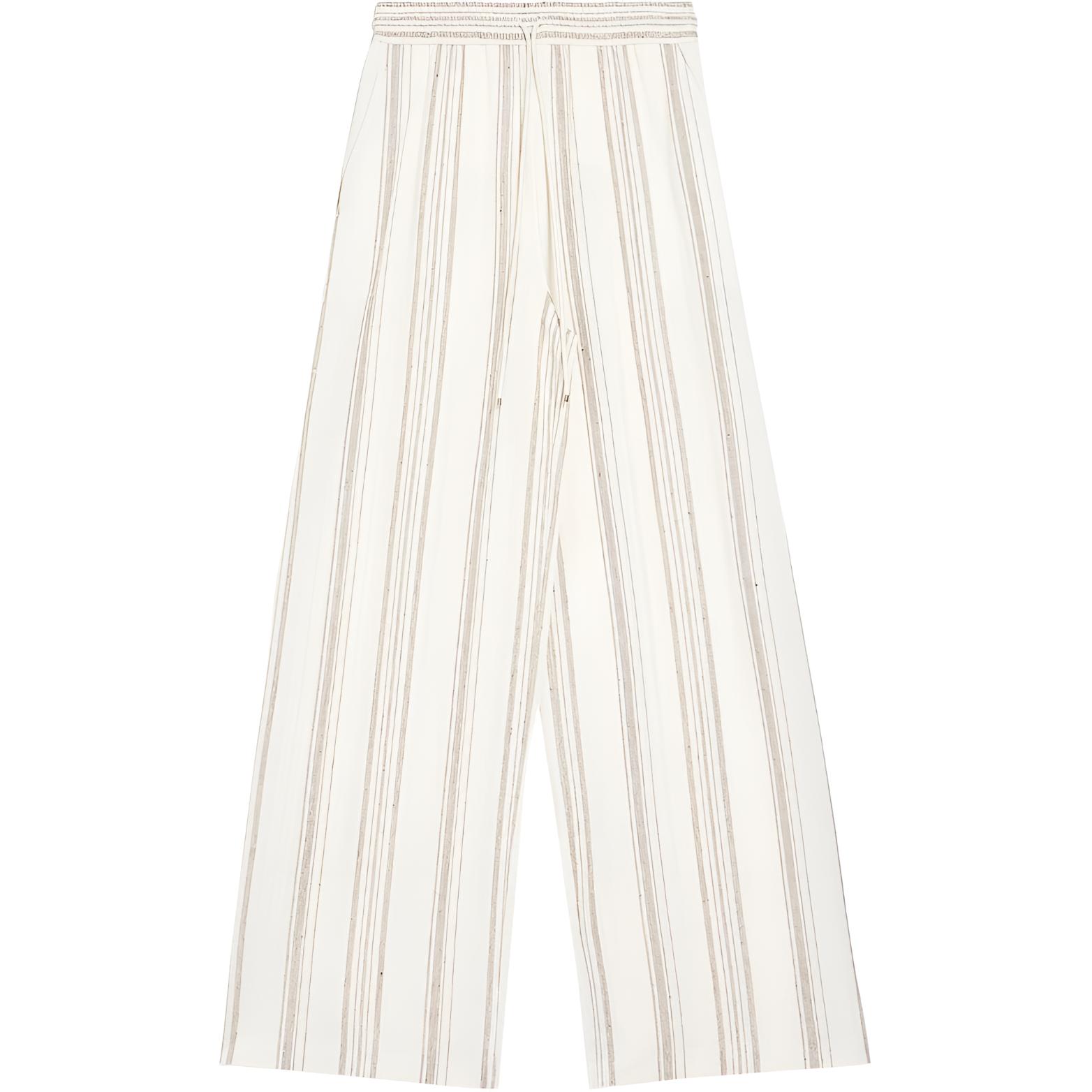 (Women) 'S Max Mara MaxMara Sultano Striped Loose Fit Casual Pants Women in White. 1781012206001-SULTANO