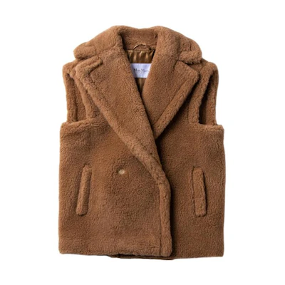 (Women) 'S Max Mara MaxMara Teano Solid Vest Single Button Blazer in Brown. 12760223000-TEANO