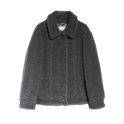(Women) 'S Max Mara MaxMara Teddino Solid Color Long Sleeve Coat Jacket Women’s - Grey. 1086023306001-TEDDINO1