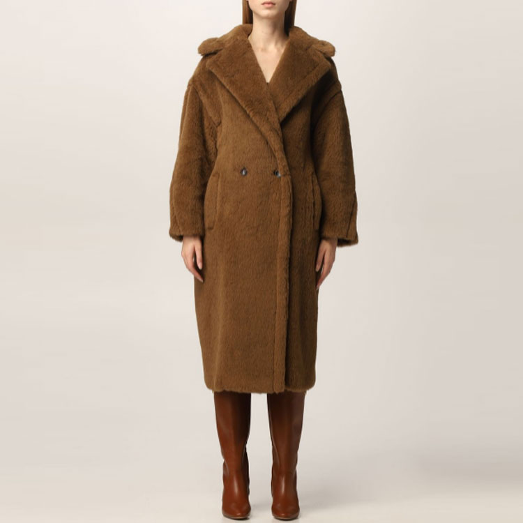 Shop (Women) 'S Max Mara MaxMara Teddy 1951 Anniversary Brown Double-Breasted Mid-Length Coat Women 10162916600-015