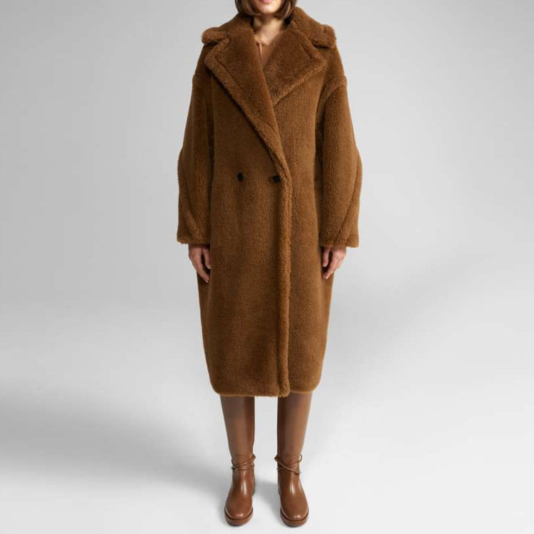 Lookbook (Women) 'S Max Mara MaxMara Teddy Classic Long Coat for Women - Tobacco Brown 1016151306015-TEDGIRL