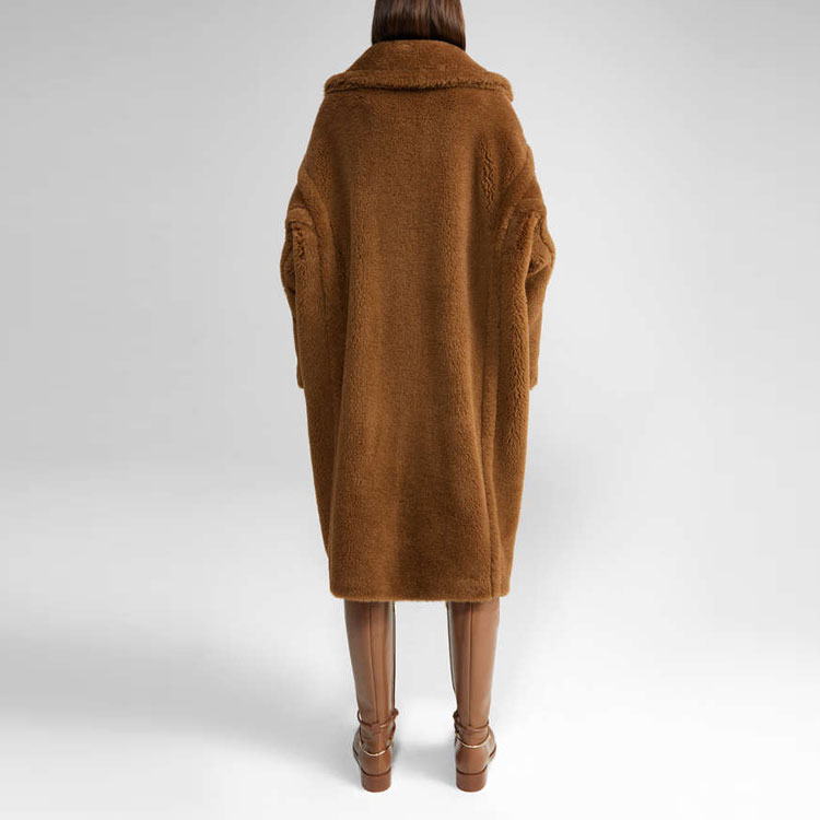 Shop (Women) 'S Max Mara MaxMara Teddy Classic Long Coat for Women - Tobacco Brown 1016151306015-TEDGIRL