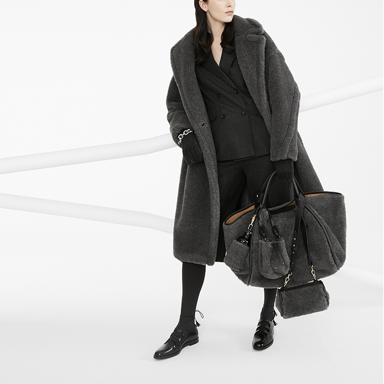 Sizing (Women) 'S Max Mara MaxMara Teddy Long Coat Classic Bear Deep Grey 1016070306001-TEDDY1