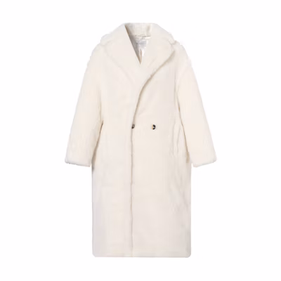 (Women) 'S Max Mara MaxMara Teddy White Wool Blend Double-Faced Coat 1016150306001-TEDGIRL
