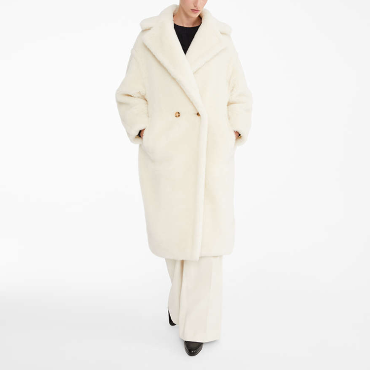 Shop (Women) 'S Max Mara MaxMara Teddy White Wool Blend Double-Faced Coat 1016150306001-TEDGIRL