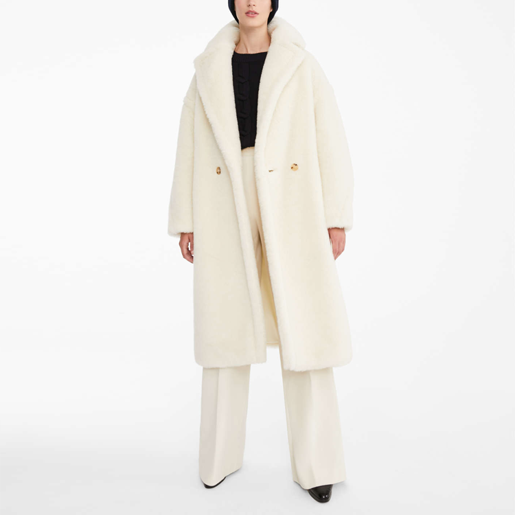 Purchase (Women) 'S Max Mara MaxMara Teddy White Wool Blend Double-Faced Coat 1016150306001-TEDGIRL