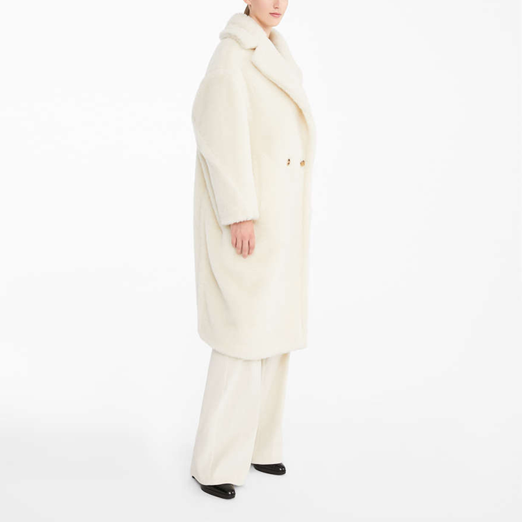 Sizing (Women) 'S Max Mara MaxMara Teddy White Wool Blend Double-Faced Coat 1016150306001-TEDGIRL
