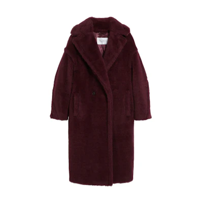 (Women) 'S Max Mara MaxMara Tedgirl Teddy Wool Blend Coat Burgundy Red 1016022306019-TEDGIRL