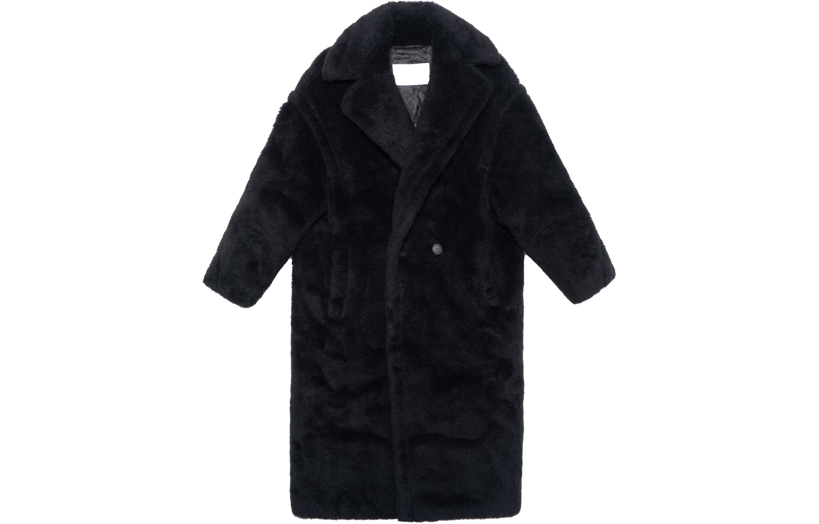 (Women) 'S Max Mara MaxMara Tedgirl Teddy Coat Black Wool Blend Long Coat 10161513600-008-TEDGIRL