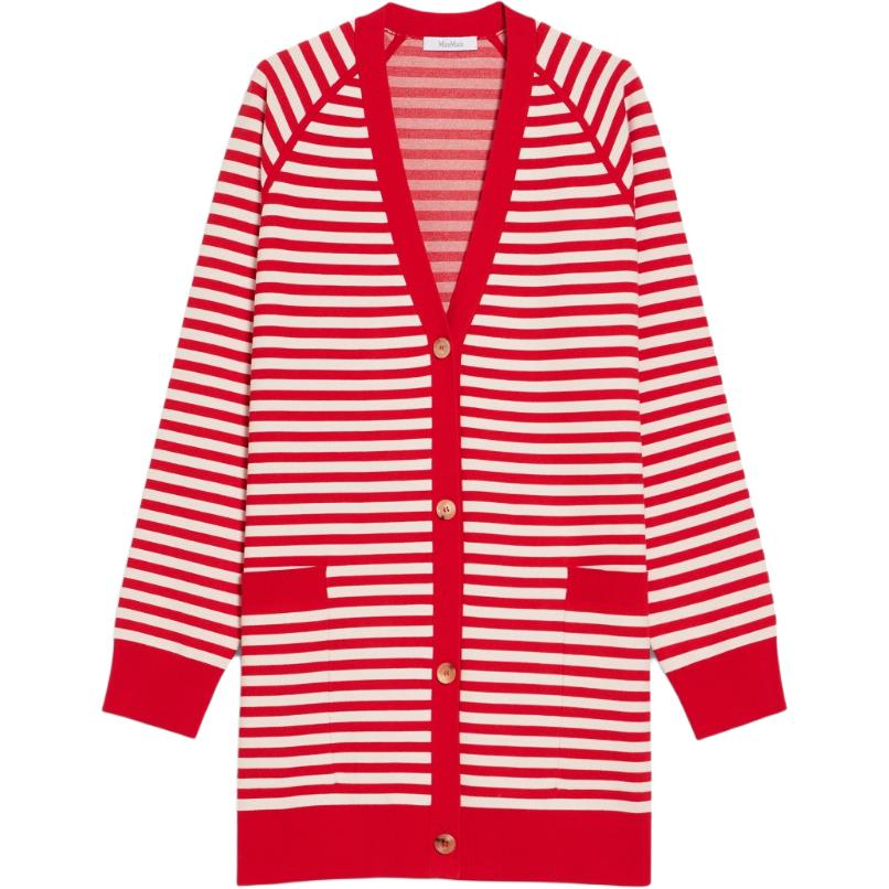 Order (Women) 'S Max Mara MaxMara Tenore Jacquard Viscose Striped Loose Fit Cardigan Red Women 1346024106009-TENORE