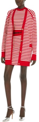 (Women) 'S Max Mara MaxMara Tenore Jacquard Viscose Striped Loose Fit Cardigan Red Women 1346024106009-TENORE Lookbook (Women) 'S Max Mara MaxMara Tenore Jacquard Viscose Striped Loose Fit Cardigan Red Women 1346024106009-TENORE