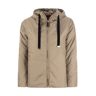 (Women) 'S Max Mara MAXMARA THE CUBE Khaki Drawstring Hooded Zip-Up Jacket 1948107406-007
