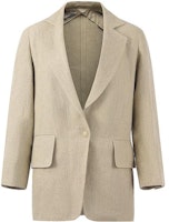 (Women) 'S Max Mara MaxMara Undici Single-Button Long Sleeve Blazer Beige Linen. 2310410506001-UNDICI (Women) 'S Max Mara MaxMara Undici Single-Button Long Sleeve Blazer Beige Linen. 2310410506001-UNDICI