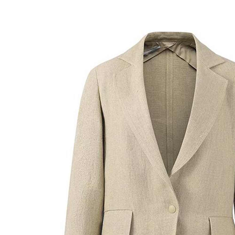 Shop (Women) 'S Max Mara MaxMara Undici  Single-Button Long Sleeve Blazer Beige Linen. 2310410506001-UNDICI